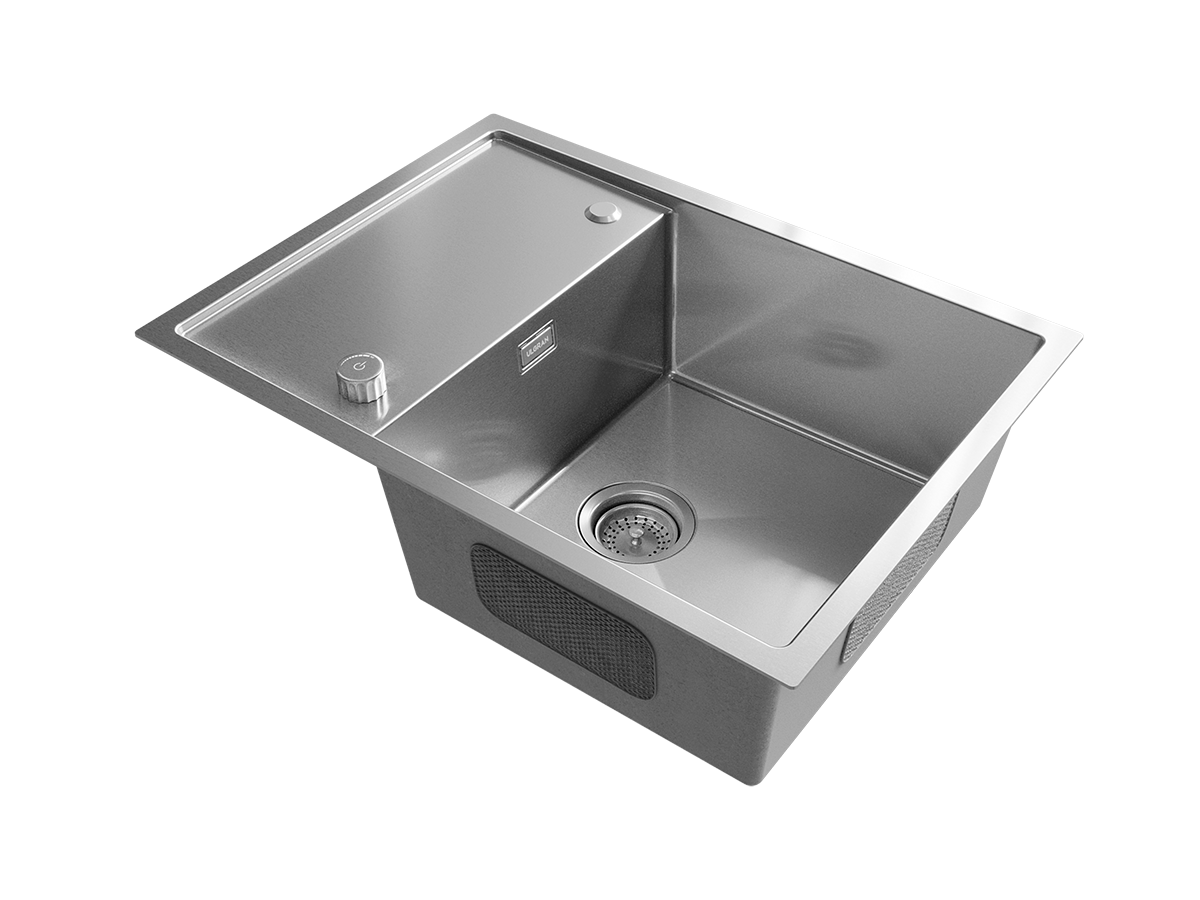 Кухонная мойка ULGRAN Steel 680 x 500 реверсивная-Брашированная сталь