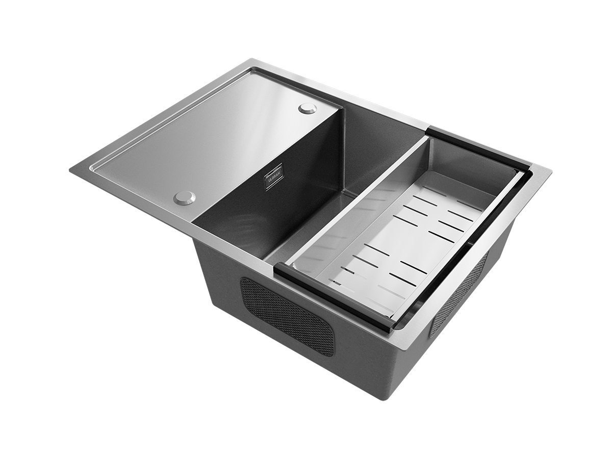 Кухонная мойка ULGRAN Steel 680 x 500 реверсивная-Брашированная сталь