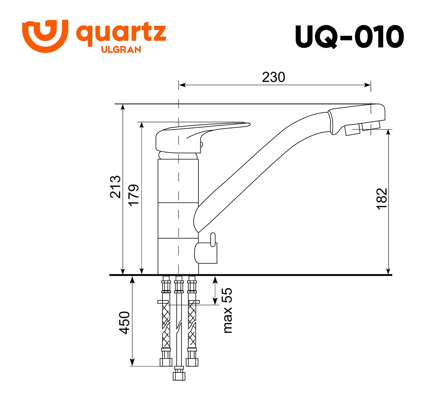 Смеситель ULGRAN Quartz UQ-010 с дополнительным краном для питьевой воды