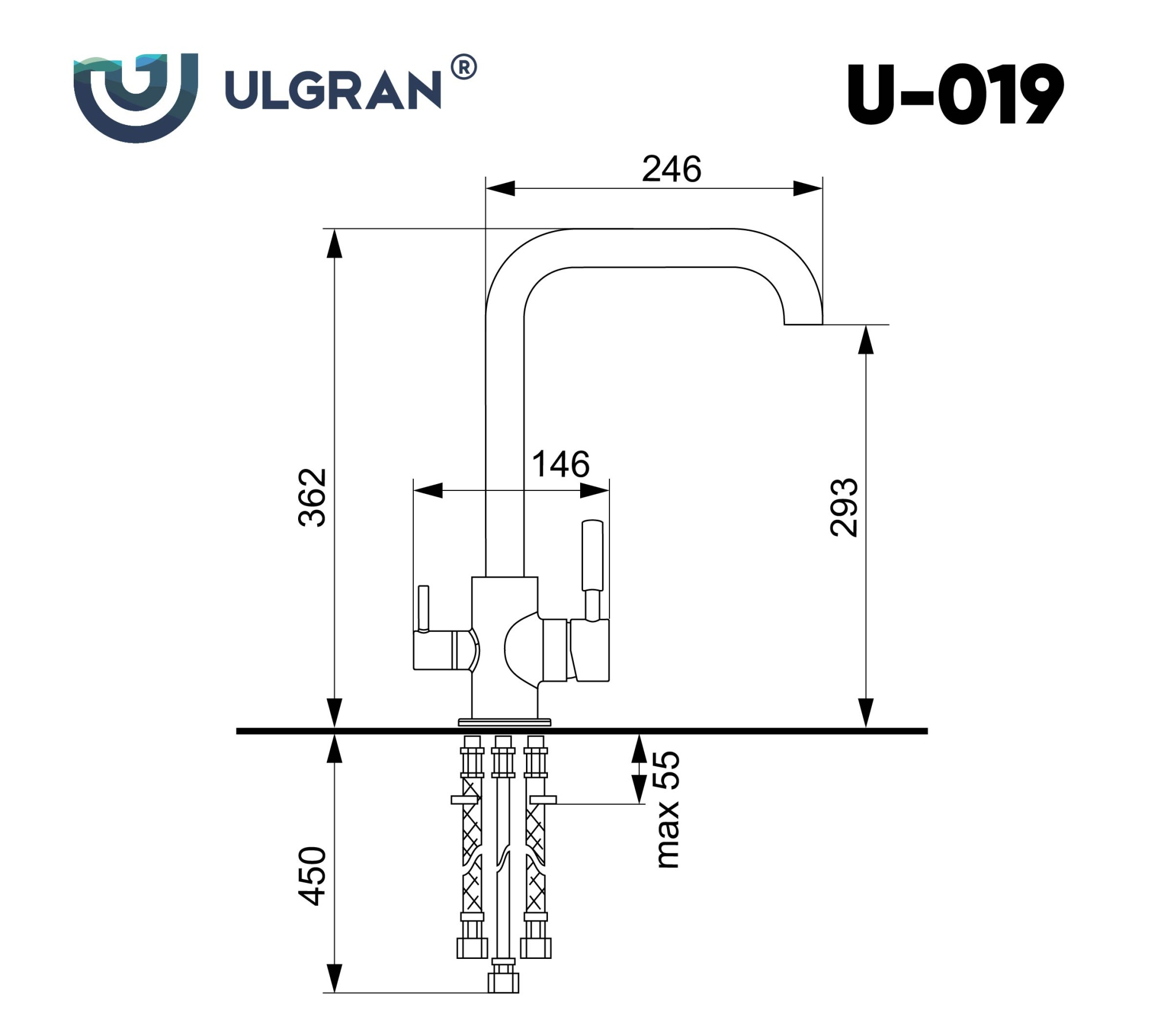 Смеситель ULGRAN U-019 с дополнительным краном для питьевой воды